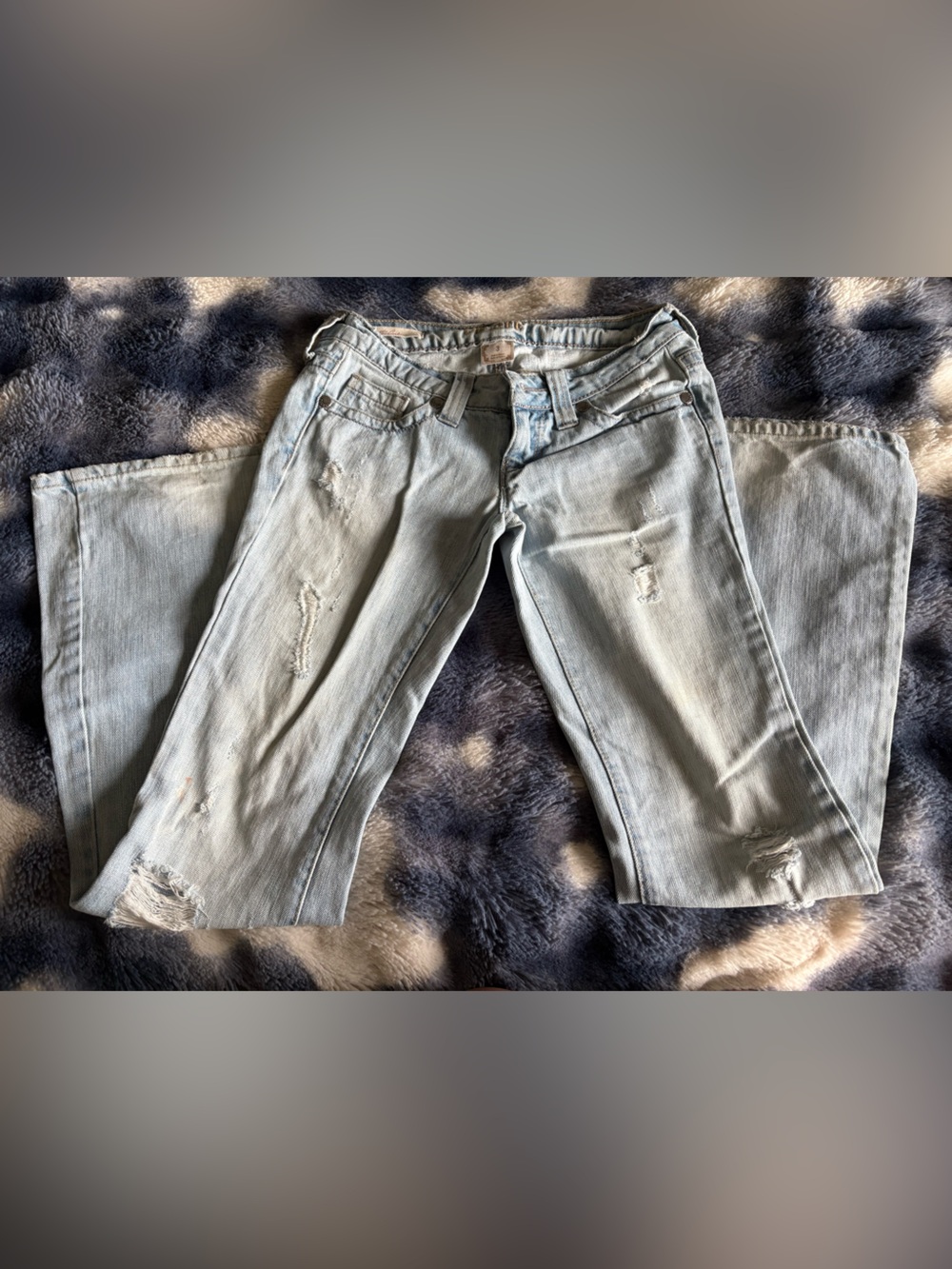 Decree Light Blue Distressed Boot Cut Jeans